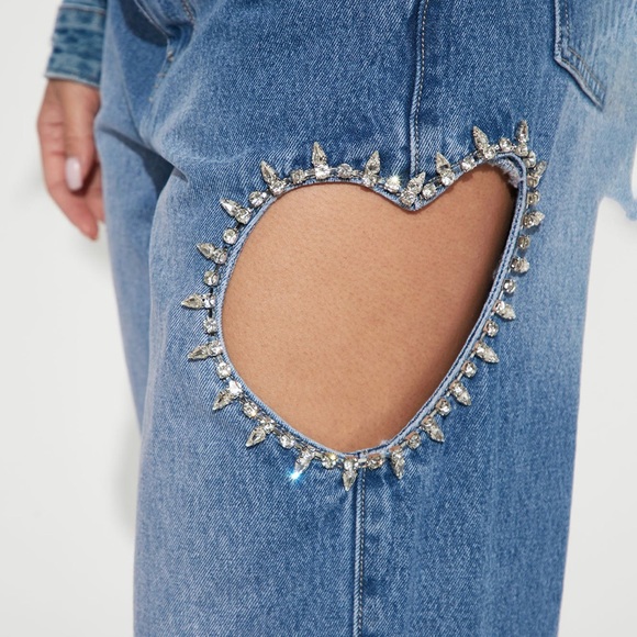 Crystal heart cut out jeans - Picture 2 of 5